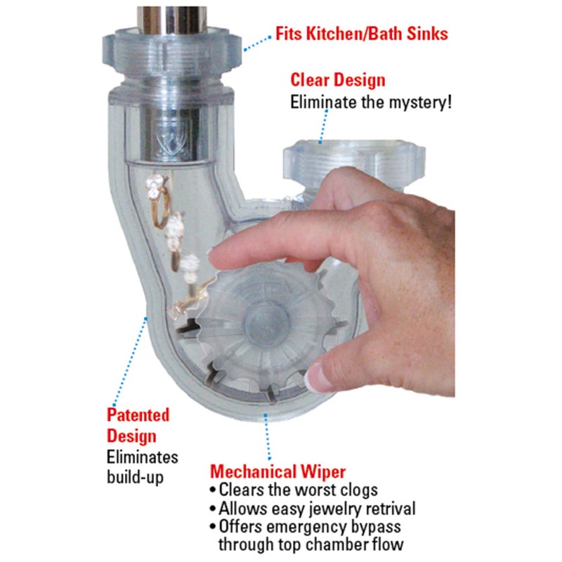 Permaflow Never Clog Transparent Abs 1-1/2" P-Trap (Includes 1-1/2" To 1-1/4" Reducing Gaskets) - For Kitchen & Bath/Lavatory - Image 2